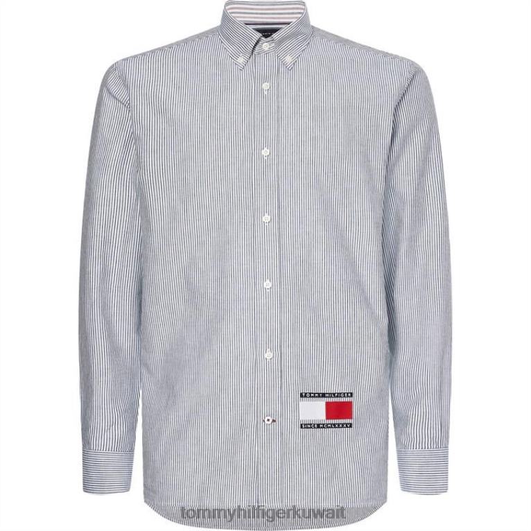 القزحية البحرية / الأبيض Tommy Hilfiger قميص مخطط إيثاكا 4464420227