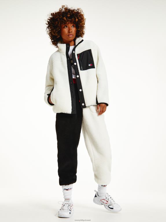 عاج Tommy Hilfiger سترة شيربا مريحة كبيرة الحجم 446442024