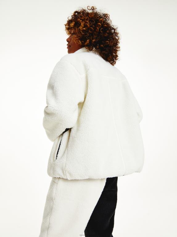 عاج Tommy Hilfiger سترة شيربا مريحة كبيرة الحجم 446442024