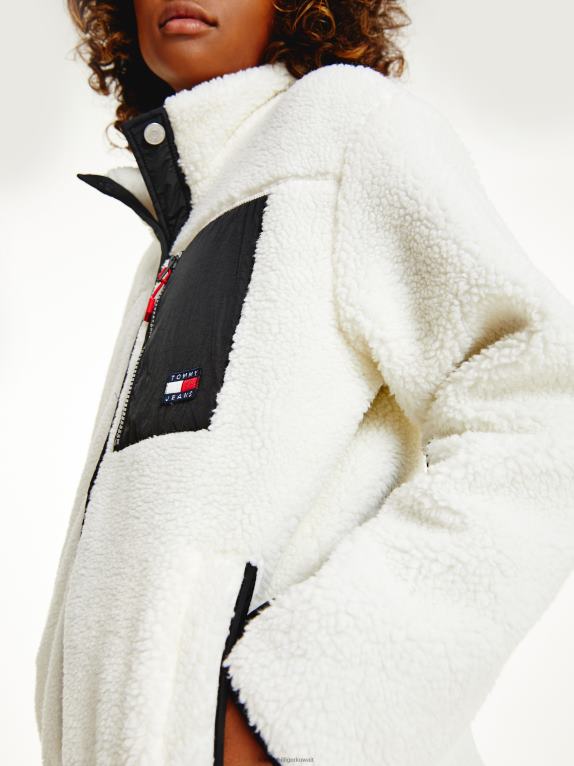 عاج Tommy Hilfiger سترة شيربا مريحة كبيرة الحجم 446442024