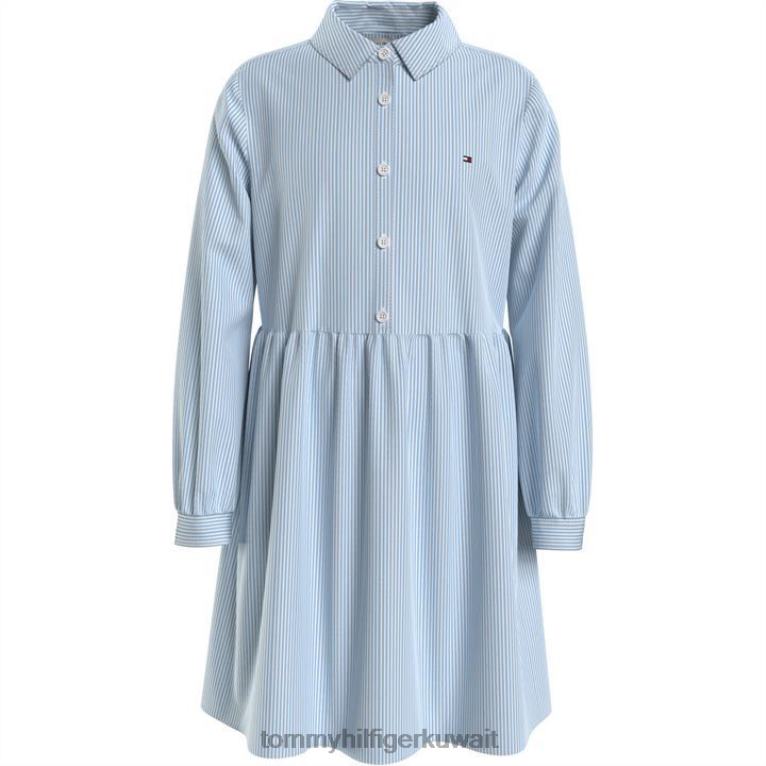 الأزرق الهادئ Tommy Hilfiger فستان مخطط للفتيات الصغيرات 4464420299