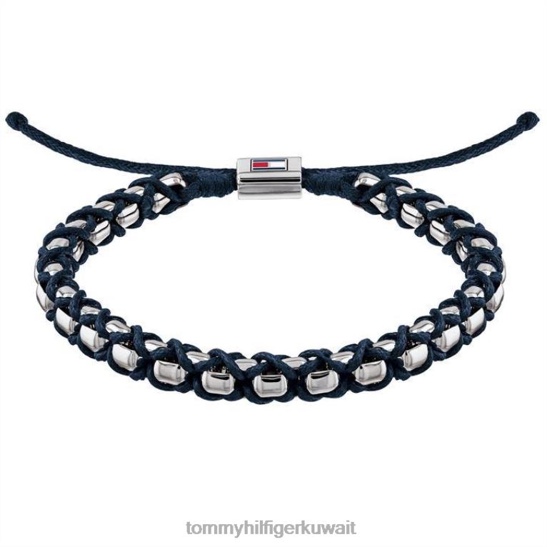 فضي/أسود Tommy Hilfiger سوار حبة معدنية 4464420322