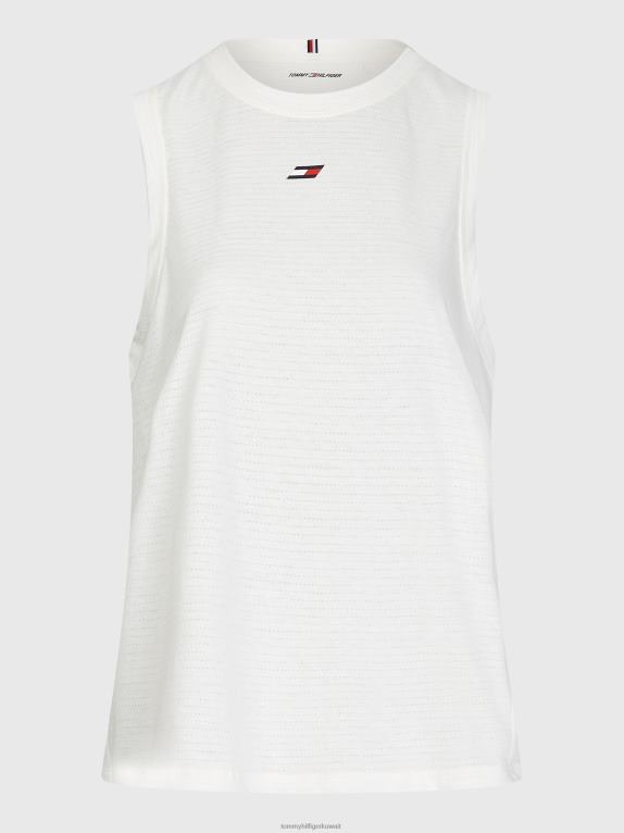 بيج فاتح Tommy Hilfiger قمة تانك رياضية شبكية منحنية 446442033