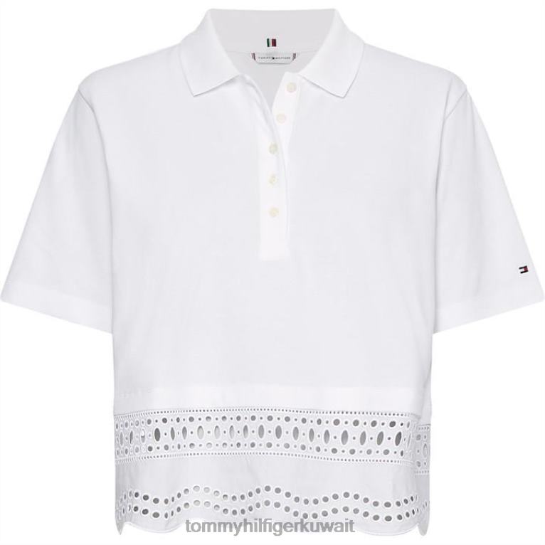 أبيض Tommy Hilfiger قميص بولو بروديري أنجليز 4464420340