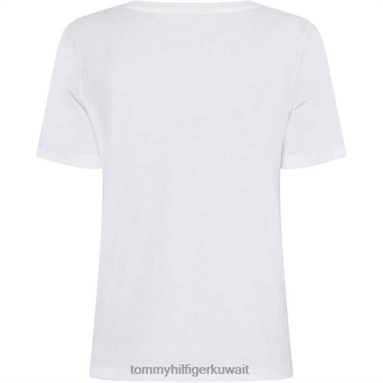 أبيض Tommy Hilfiger تي شيرت بطبعة ريش 4464420390