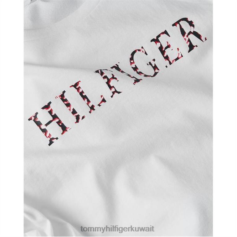 أبيض Tommy Hilfiger تي شيرت بطبعة ريش 4464420390