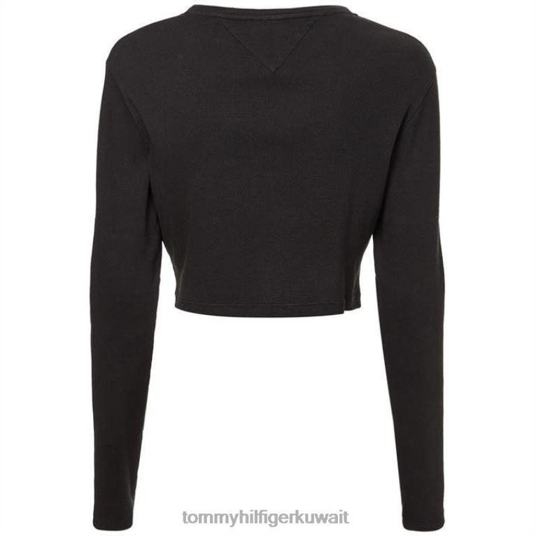 أسود Tommy Hilfiger تي شيرت مطرز بدائرة المحاصيل 4464420393