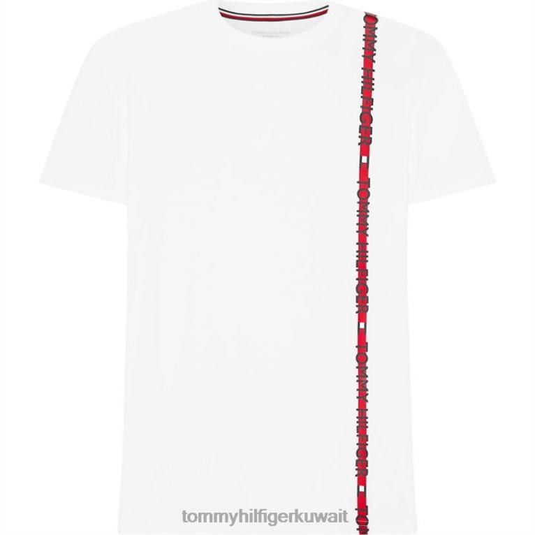 أبيض Tommy Hilfiger تيشيرت برقبة دائرية وأكمام قصيرة وشعار الماركة 4464420456