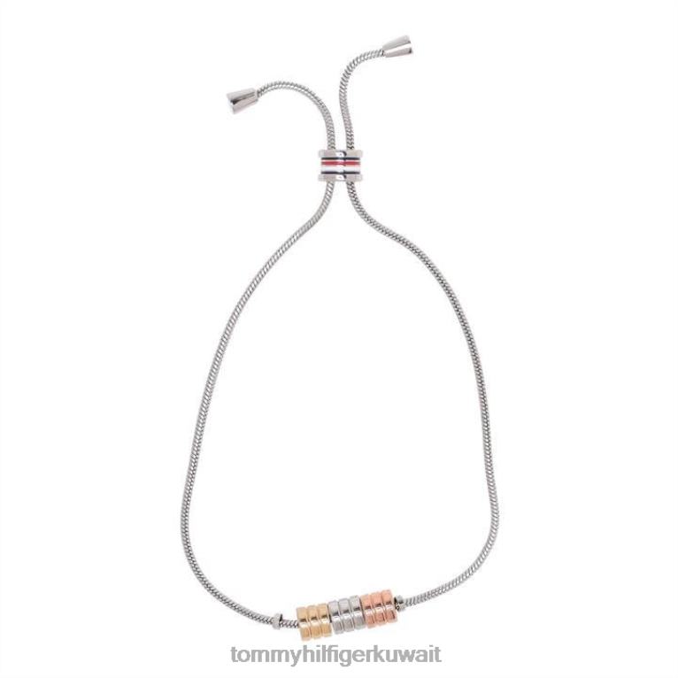 فضة Tommy Hilfiger سوار ثلاثي قابل للتعديل 4464420468