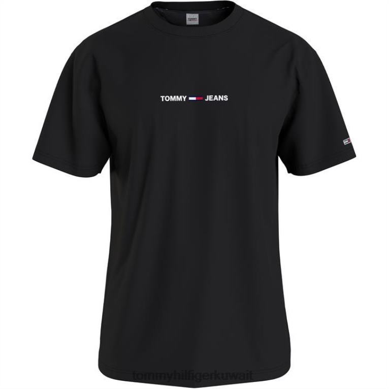 أسود Tommy Hilfiger تي شيرت نص صغير 4464420504