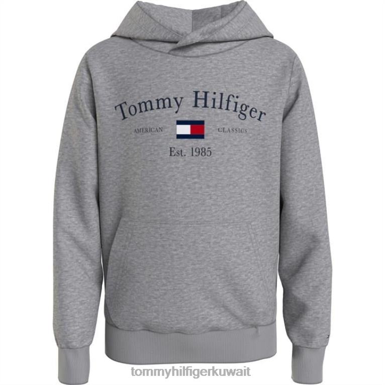 هيذر رمادي Tommy Hilfiger هودي بشعار جرافيك للأطفال 4464420577