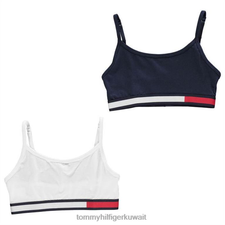 أبيض / كحلي Tommy Hilfiger حمالة صدر بشريط العلم 4464420589