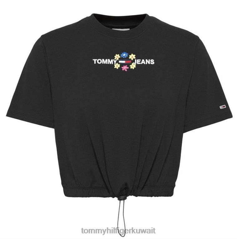أسود Tommy Hilfiger تي شيرت الأزهار المحاصيل 4464420615