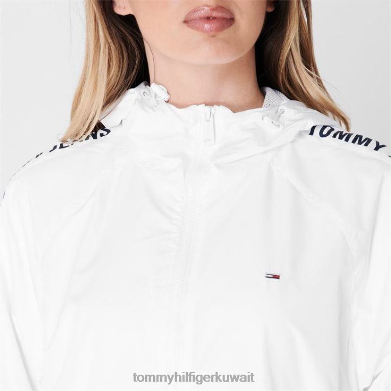 يبر الأبيض Tommy Hilfiger سترة واقية من الشريط الفضي 4464420631