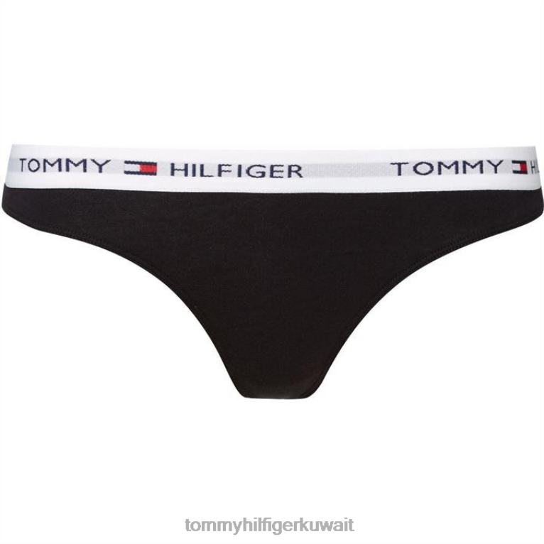 أسود Tommy Hilfiger ثونغ القطن الشهير 4464420654
