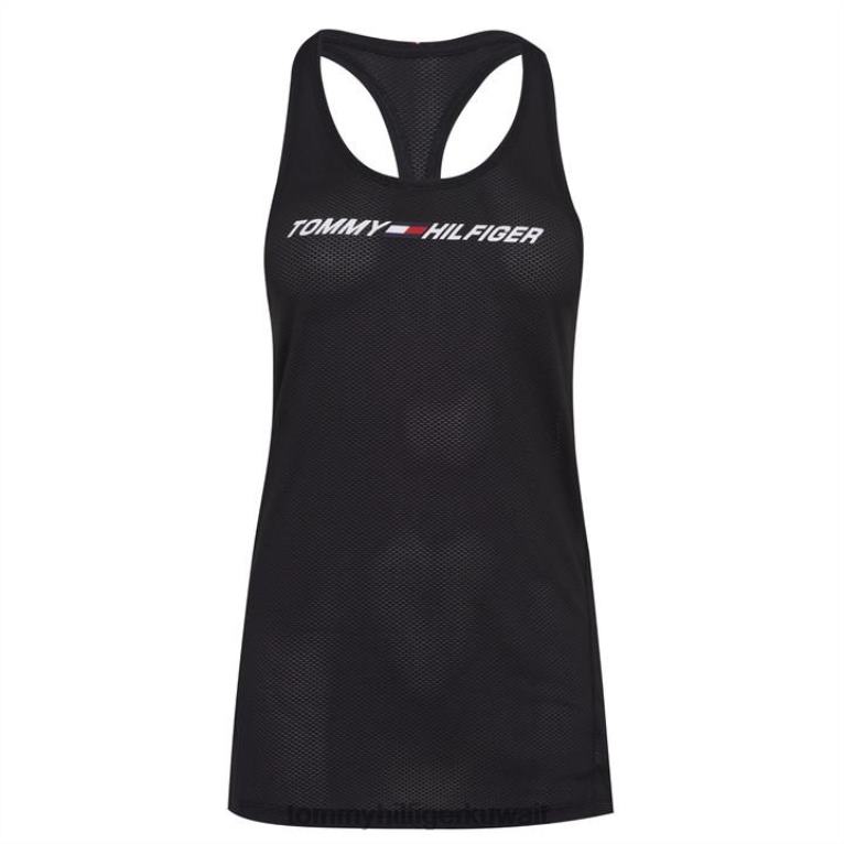 أسود Tommy Hilfiger بلوزة بدون أكمام شبكية برسومات 4464420663