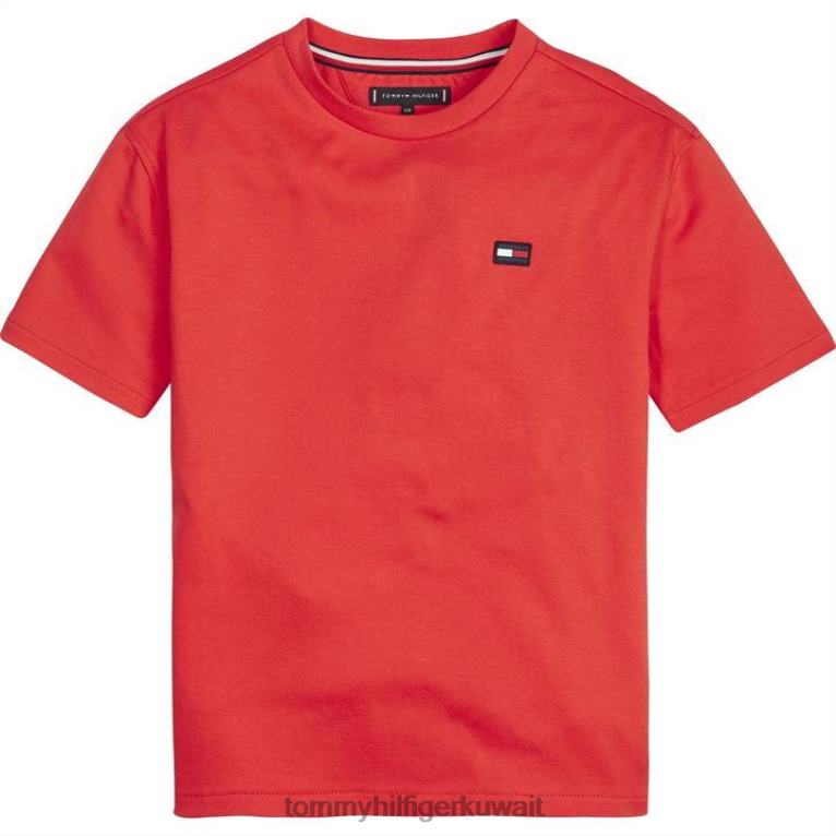 أحمر فاتح Tommy Hilfiger الأولاد طباعة الظهر تي شيرت 4464420702