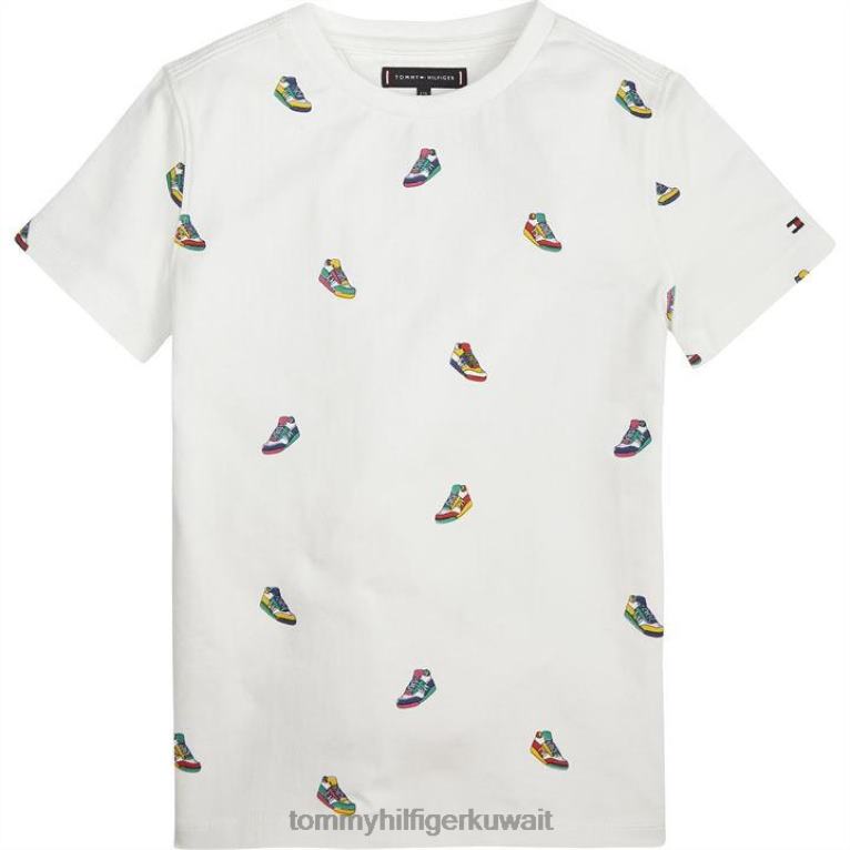 أبيض Tommy Hilfiger تي شيرت بطبعة حذاء رياضي 4464420705