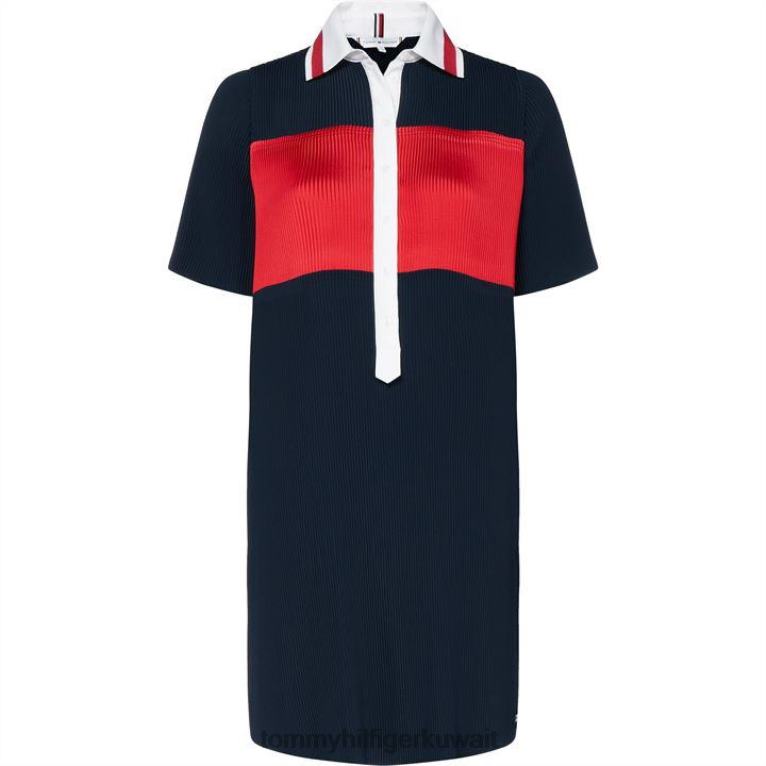 القوات البحرية Tommy Hilfiger فستان فرانسيس بطيات 4464420711