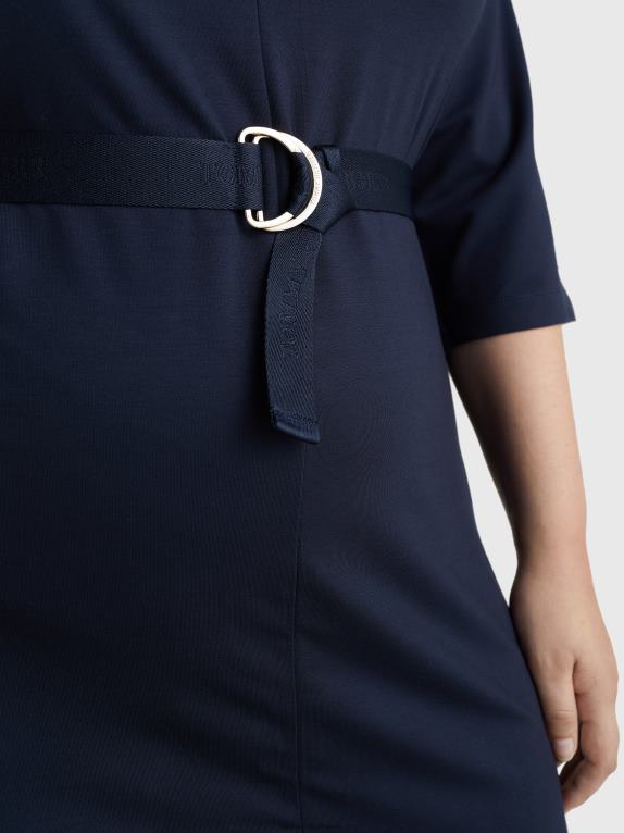 سماء الصحراء Tommy Hilfiger فستان قميص ميدي بأكمام ثلاثة أرباع 446442071