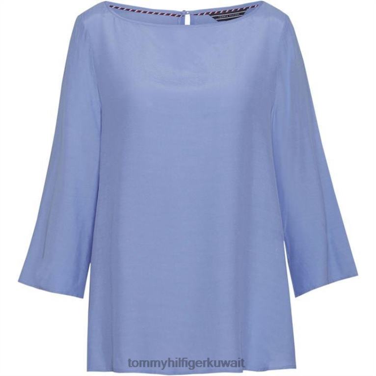 أرجواني Tommy Hilfiger بلوزة كانديس برقبة قارب 4464420726