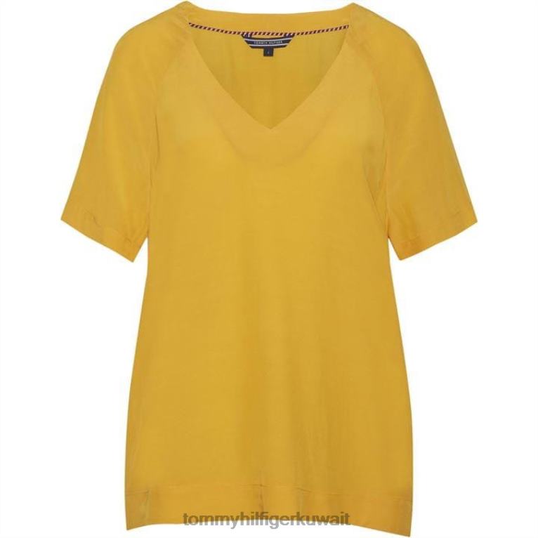 خردل Tommy Hilfiger بلوزة ماري بأكمام قصيرة 4464420731