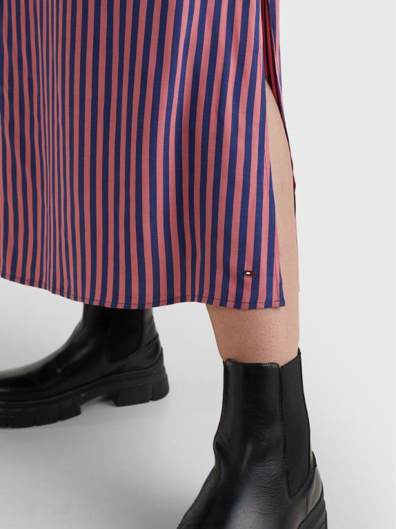 شريط مصرفي/حبر إنجليزي وردي/أزرق Tommy Hilfiger فستان قميص مخطط من الفيسكوز 446442073