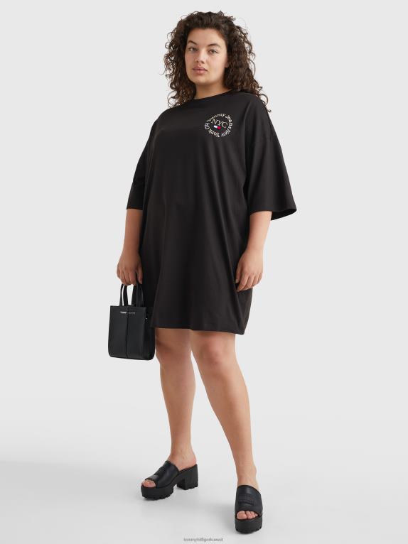 أسود Tommy Hilfiger فستان تي شيرت بشعار منحنى الخالدة 446442075