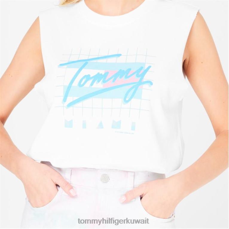يبر ابيض Tommy Hilfiger سترة علوية مريحة من ميامي 4464420752
