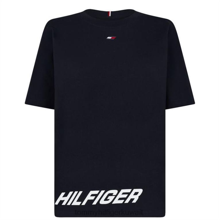 البحرية / الأبيض Tommy Hilfiger لف تي شيرت كبير الحجم 4464420799