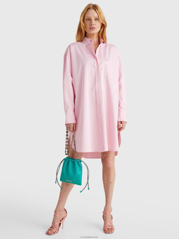 الوردي كيوبيد Tommy Hilfiger أيقونات فستان قميص كبير الحجم 446442084