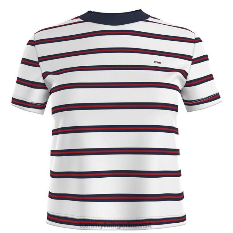 يبر الأبيض Tommy Hilfiger قميص مخطط المحاصيل 4464420849