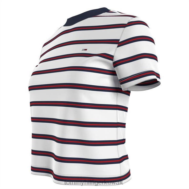 يبر الأبيض Tommy Hilfiger قميص مخطط المحاصيل 4464420849