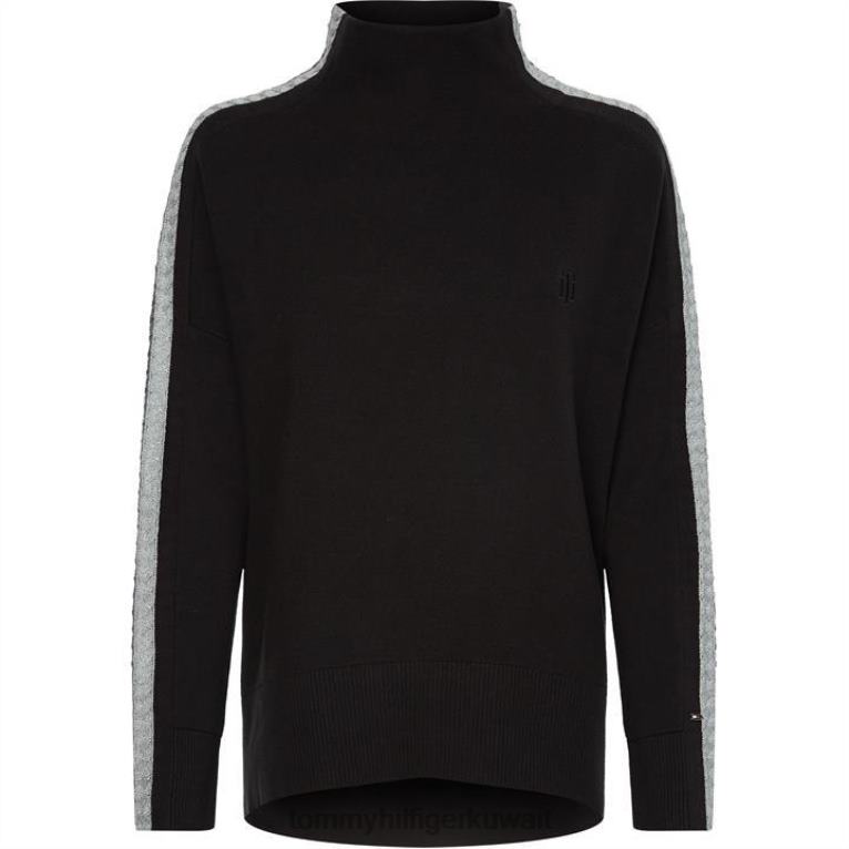 أسود Tommy Hilfiger تارا بلوزة محبوكة مريحة 4464420857