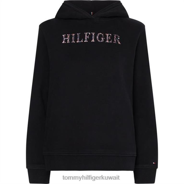 أسود Tommy Hilfiger هوديي بطبعة ريش 4464420867
