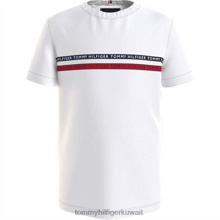 يبر ابيض Tommy Hilfiger تيشيرت بأكمام قصيرة للأولاد الصغار 4464420928