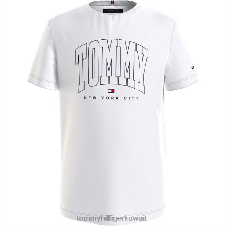 يبر ابيض Tommy Hilfiger جريئة اسكواش تي شيرت للأولاد الصغار 4464420929