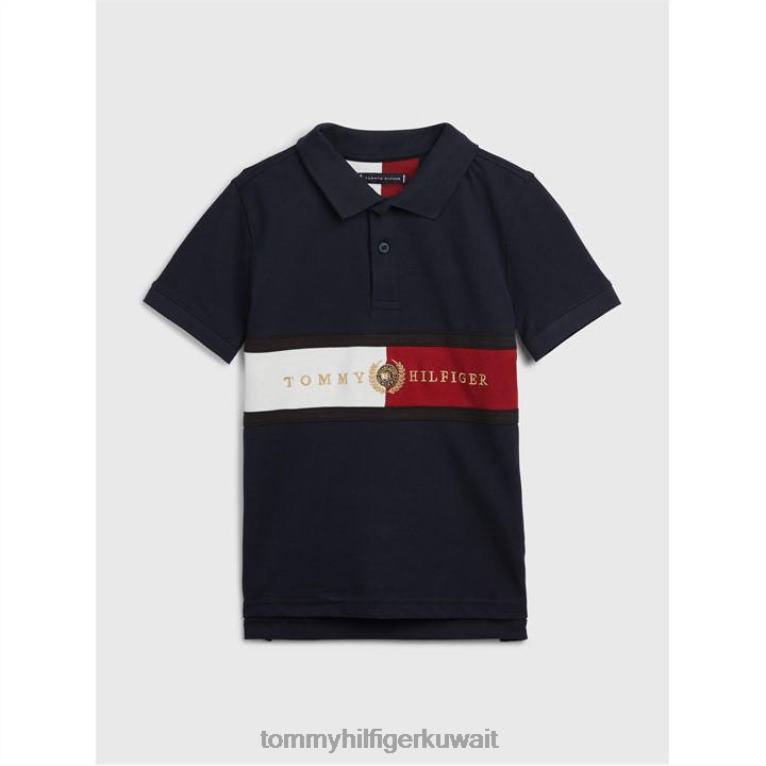 سماء الصحراء Tommy Hilfiger قميص بولو بعلم مركزي للأولاد الصغار 4464420952