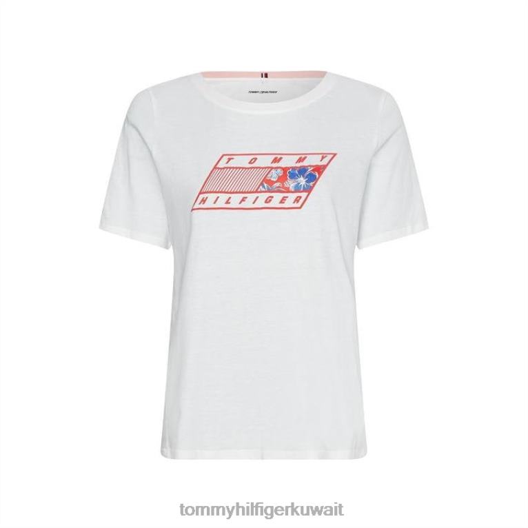 الأبيض البصري Tommy Hilfiger تي شيرت نسائي بشعار 4464420972