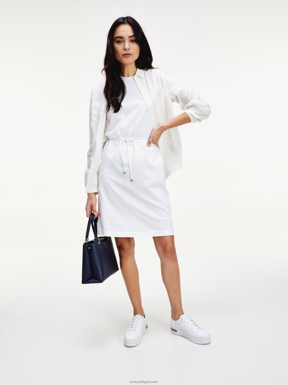 أبيض Tommy Hilfiger فستان قصير برقبة دائرية رائع 446442102