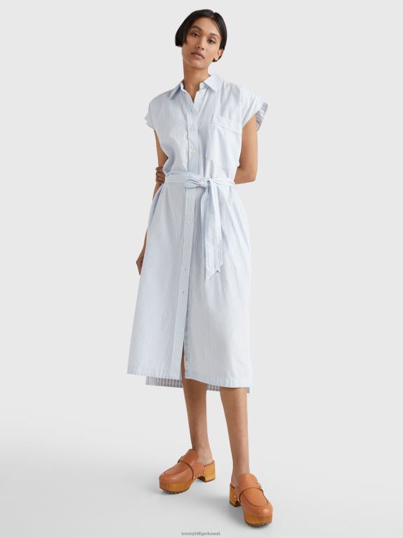 شريط عظيم/أزرق منسم Tommy Hilfiger فستان قميص مخطط بقصة مريحة 446442110
