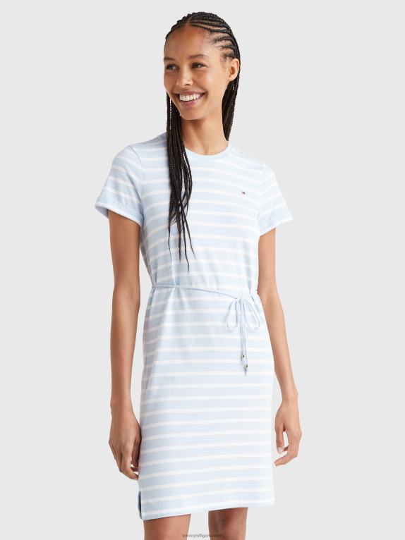 شريط بريتون/أزرق منسم وأبيض Tommy Hilfiger فستان تي شيرت مخطط 446442111