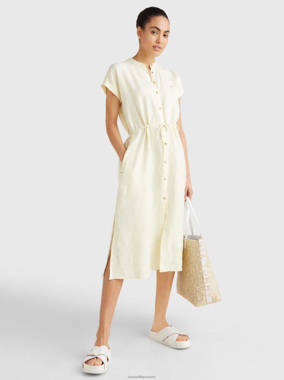خلطة ليمون Tommy Hilfiger فستان قميص ميدي بقصّة مريحة من الكتان 446442112