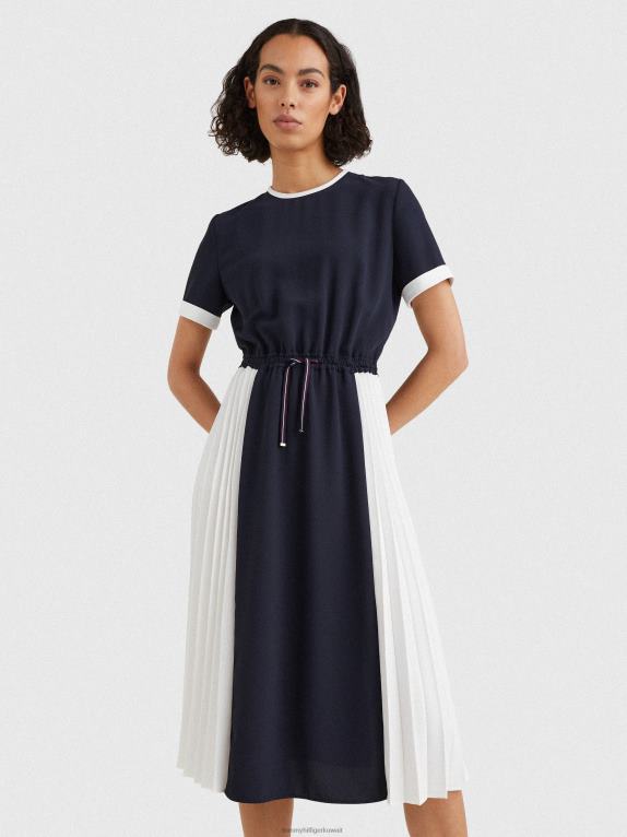 سماء الصحراء / كتلة الألوان إكرو Tommy Hilfiger فستان ميدي بكسرات ملونة 446442114