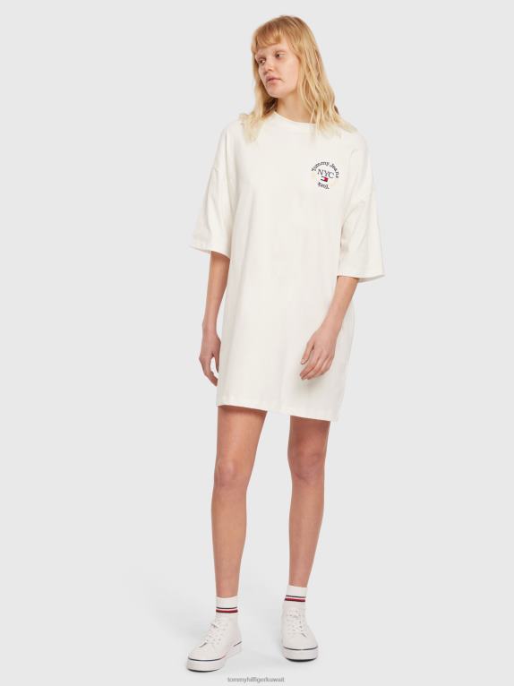 بيج فاتح Tommy Hilfiger فستان تي شيرت بشعار الخالدة 446442116