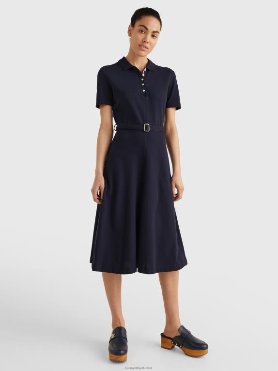 سماء الصحراء Tommy Hilfiger فستان بولو ميدي بحزام 446442119