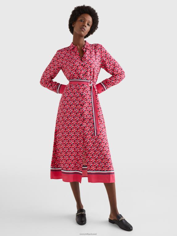 جزيرة جغرافية/وردي كبير Tommy Hilfiger فستان قميص ميدي بطبعات هندسية 446442120