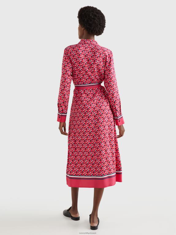 جزيرة جغرافية/وردي كبير Tommy Hilfiger فستان قميص ميدي بطبعات هندسية 446442120