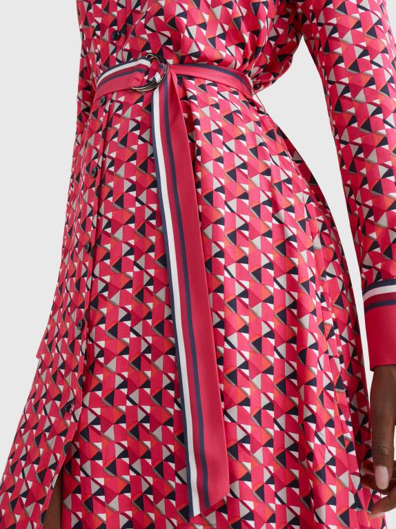 جزيرة جغرافية/وردي كبير Tommy Hilfiger فستان قميص ميدي بطبعات هندسية 446442120