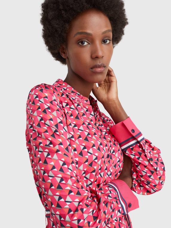جزيرة جغرافية/وردي كبير Tommy Hilfiger فستان قميص ميدي بطبعات هندسية 446442120